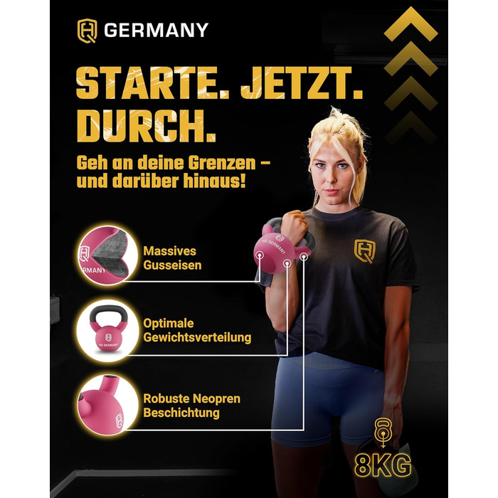 Гантель з неопрену HQ Germany® Vollguss 2-32 кг | Комплекти для початківців | Точність ваги ±2,0%