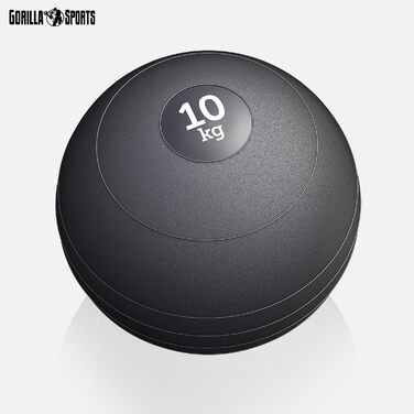 М'яч Slam Ball GORILLA SPORTS 10 кг – антиковзний, для фітнесу та кросфіту, чорний, вага 10 кг