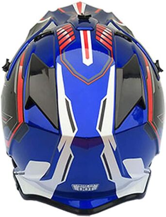 Мотошолом YASE Cross для мотокросу/ендуро/даунхілу, повний захист обличчя, з окулярами, для мопеда/ATV/MTB (чорний/синій/червоний, M (54-55 см))