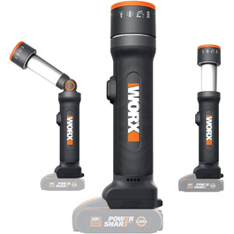 WORX WX027.9 LED лампа 4-в-1: акумуляторна багатофункціональна лампа 20V, 120-510 Lumen для кемпінгу, подорожей та інших потреб (без акумулятора та зарядного пристрою)