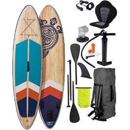 Надувний SUP-борд BRST Retro | Комплект для станд-ап паділбордингу | 320x81x15 см | 3 моделі | 5 років гарантії | з аксесуарами | 2в1: SUP та каяк | кріплення для Action Cam, петля для ніг, насос, рюкзак TURTLE