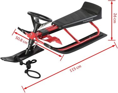 Дитячий санний боб Monzana SR 400red - 75 кг, з гальмом, спинкою та ручкою