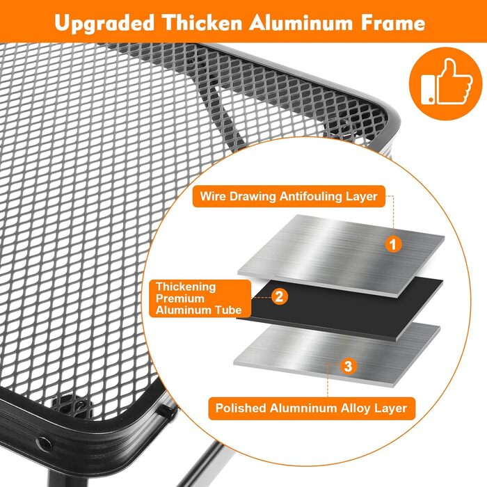 Складаний туристичний стіл EASTSTORM 60x40 см з металевою сіткою, 2 рівня висоти, для кемпінгу та відпочинку на природі (90 x 60 см)