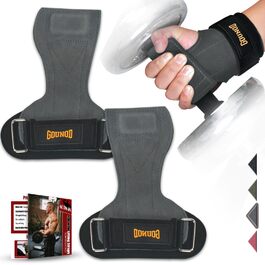 Напульсники для тяги AOTWAN з міцної шкіри, для бодібілдингу та фітнесу, захист зап'ястя, для жінок та чоловіків (сірий)