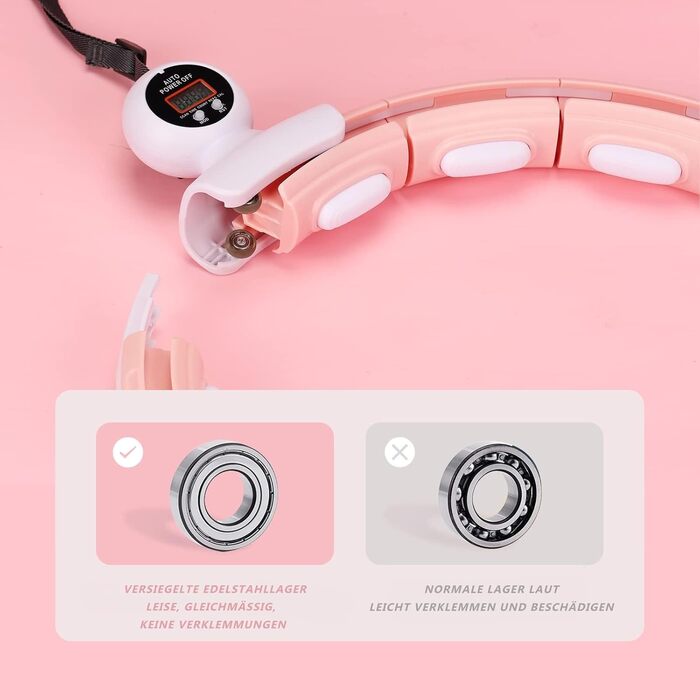 Розумний фітнес-обруч LEAFIA з лічильником, магнітними дисками та 16 регульованими секціями, рожевий - для схуднення та фітнесу для дітей та дорослих