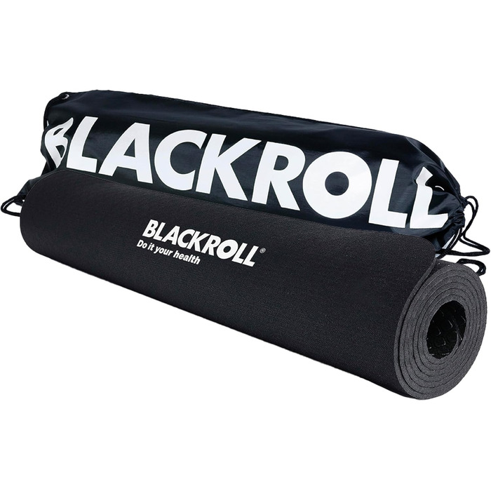 Фітнес-мат BLACKROLL® MAT 65x185 см, нековзкий килимок для йоги, пілатесу та тренувань, структурована поверхня, амортизація, чорний, вироблено в Німеччині