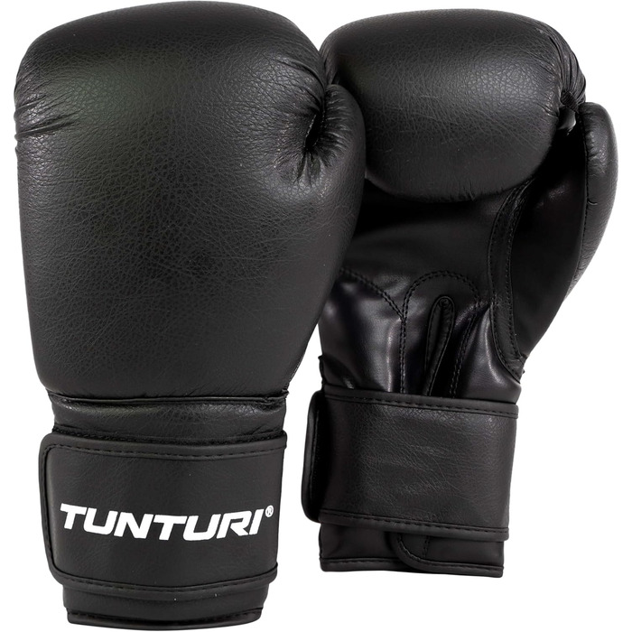 Боксерські рукавички Tunturi Allround 10oz для тренувань на мішку, різних єдиноборств і спарингу, жорсткий PU, чорні/білі
