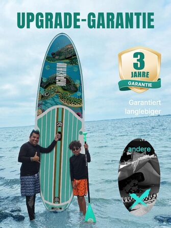 Надувний SUP Turtle Oasis для дорослих: дошка для веслування 320 см з аксесуарами, 200 кг, для 2 осіб, з балансувальним плавником