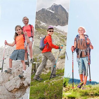 FitTrek телескопічні трекінгові палиці для дітей, легкі алюмінієві палки для скандинавської ходьби з гумовими наконечниками, аксесуарами та чохлом