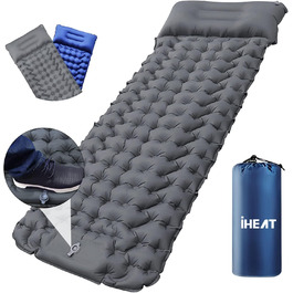 Каремат туристичний самонадувний iHEAT з насосом, ультралегкий, водонепроникний для кемпінгу, піших прогулянок, відпочинку на природі