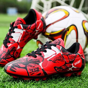 Дитячі футбольні бутси Low Top для хлопчиків, професійні футбольні бутси, бутси для тренувань, шипові бутси, дитяче взуття, спортивне взуття для атлетики, молодіжне спортивне взуття для активного відпочинку (38 EU, Червоний)