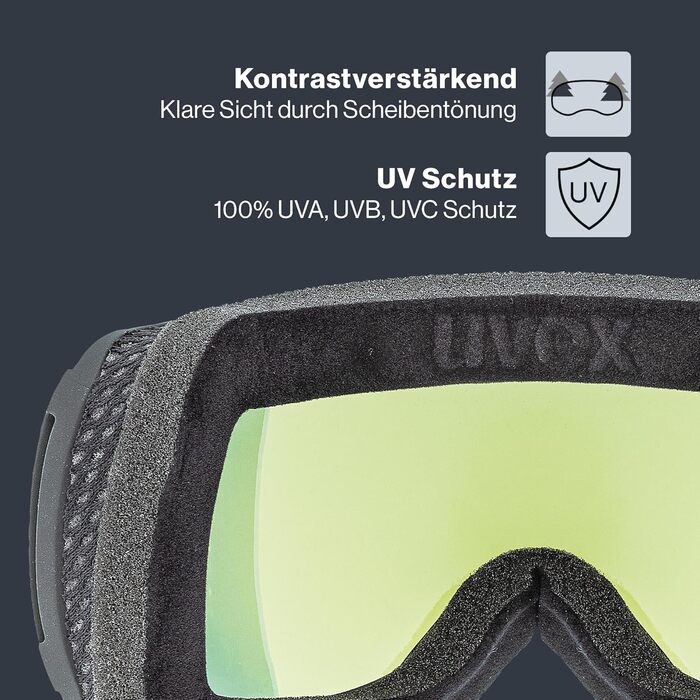 Uvex Downhill 2100 CV - Скі-маска для гірськолижного спорту (1 шт.) чорний мат/золотий-зелений