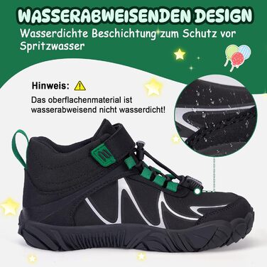 Дитячі шкарпетки-кросівки для ходьби без взуття (Barfußschuhe) – легкі, водонепроникні, неслизькі, розмір 27-35 (чорний)