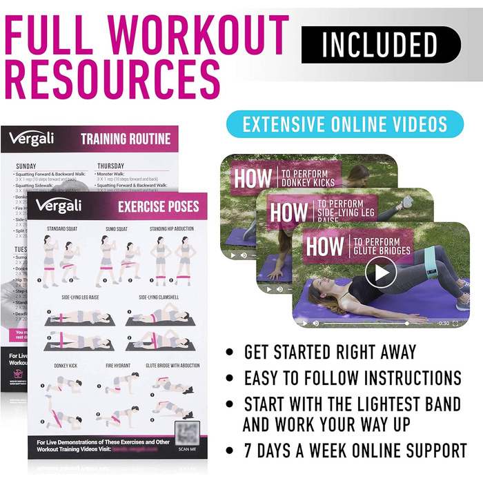 Набір еластичних гумок для фітнесу ASD 4: для м'язів сідниць, стегон та ніг. Набір з 4 гумок для жінок та чоловіків