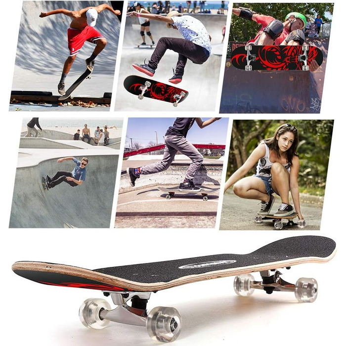 Скейтборд ChromeWheels 78.7 см Double Kick для дітей та початківців, 8-шаровий клен