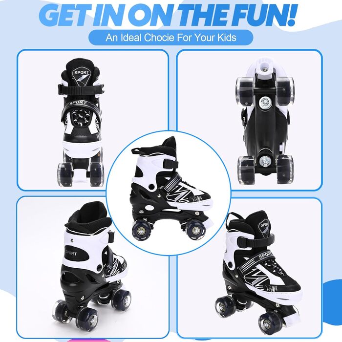 Роликові ковзани для дітей LOKJIJI: регульовані, фіолетові та білі, для початківців