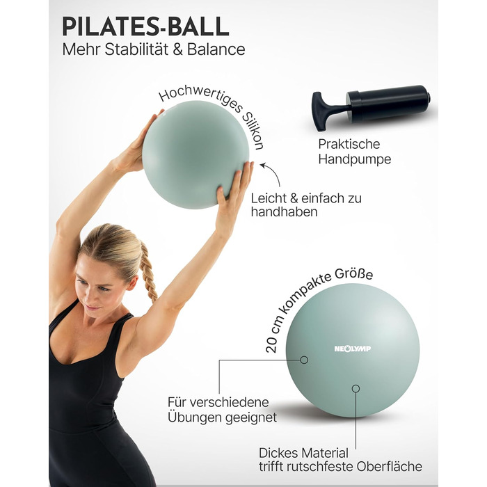 Набір для пілатесу Neolymp – м'яч, кільце, гантелі, стрічки, E-book | Sky Blue