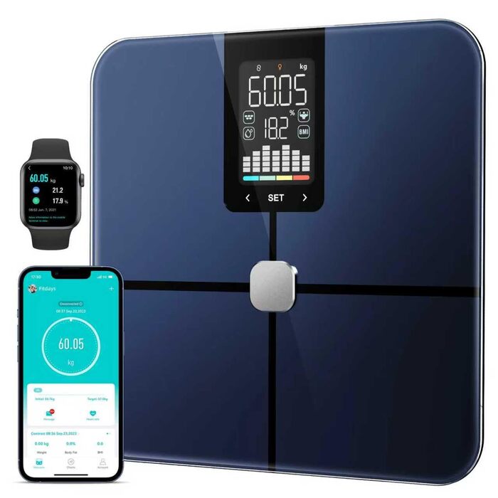 Розумні ваги для тіла: аналіз жиру, м'язів, BMI, 14 показників, великий дисплей, до 180 кг