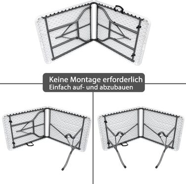 Складний садовий/кампінговий стіл MaxxGarden 180x70x74 см – білий, пластиковий, для дому та на вулицю