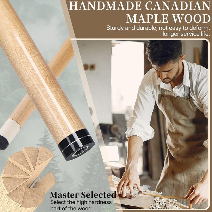 Набір більярдних київ Kmise Pool-Queue-Stick Set – 147 см, канадський клен, професійні, для дорослих, різні кольори