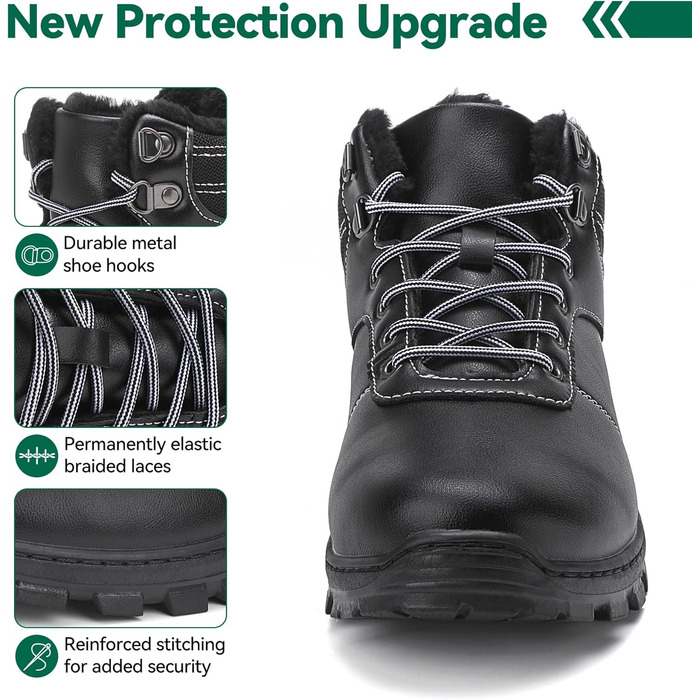 Зимові черевики для чоловіків та жінок – теплі, з підкладкою, снігові черевики, легкі, нековзні, для активного відпочинку та повсякденного носіння (36 EU, чорний Gb1172)