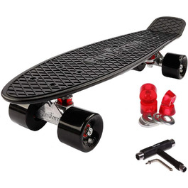 Скейтборд FunTomia Mini Cruiser 57 см з LED колесами, алюмінієва підвіска, ABEC-9, T-Tool