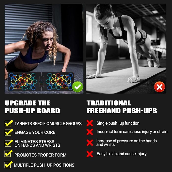 Складне тренажер для віджимань 24 в 1: дошка для віджимань, багатофункціональний фітнес, тренування всього тіла, ефективні ручки для віджимань, нарощування м'язів вдома