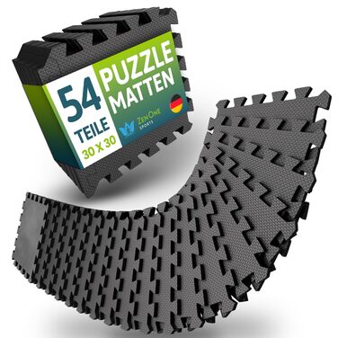 Пазл-килимок для фітнесу ZenOne Sports® 30x30x1 см (54 шт., 4,5 м²) | Килимок для спортзалу, захист підлоги, пінополіуретан