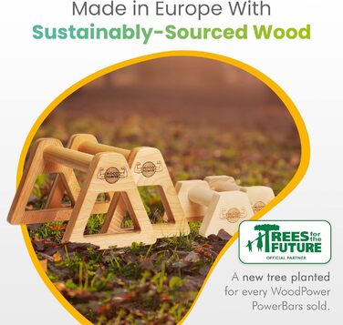 Дерев'яні бруси WOODPOWER PowerBars для віджимань, йоги та каллістеніки, нековзкі, для приміщення і вулиці, захист суглобів, комплект XS+XL