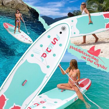 Надувна SUP-дошка FunWater для серфінгу, комплект: весло, насос, рюкзак, страхувальний шнур, водонепроникна сумка, для дорослих, рожева