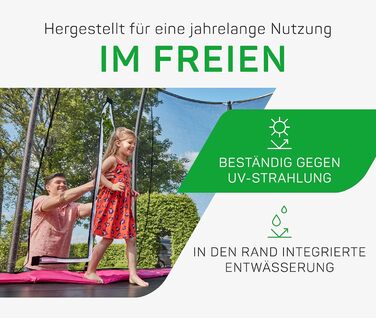 Круглий вуличний батут Salta Comfort Edition ⌀213/305/366см - комплект з захисним покриттям, сіткою та пружинами (TÜV geprüft, чорний/зелений/рожевий)