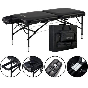 Масажний стіл Master Massage StratoMaster 76 см, чорний, 11,3 кг, NanoSkin-оббивка, з аксесуарами