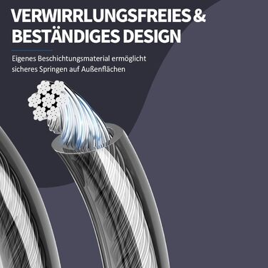 Стрибкове канат Hererope 3-в-1 з регульованою вагою, 360° обертання, ергономічна ручка, сірий