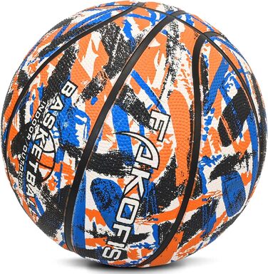 Баскетбольний м'яч FAKOFIS, розмір 5, для гри на вулиці та в залі, тренування, дорослі. (3 шт., камуфляжний оранжево-чорний)
