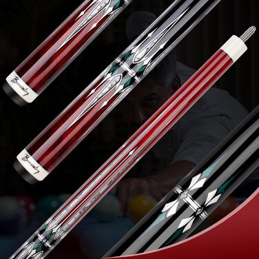 Набір для більярду Bonvalry Pool-Queue-Kit: якісний більярдний кий з пробірного клена, кейс та аксесуари. Вага: 595 г