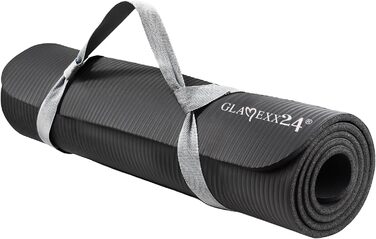 Гімнастичний килимок Glamexx24 Premium для фітнесу, йоги та пілатесу, нековзкий, товстий, екстра розмір, з ременем для перенесення, екологічний, без фталатів