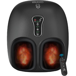 Масажер для ніг Comfier з пультом дистанційного керування, функцією паузи, підігрівом, компресією, вібрацією, Shiatsu масаж для діабетичної невропатії, плантарний фасціїт, подарунок для чоловіків/жінок, 34.5X18.7X40.5cm