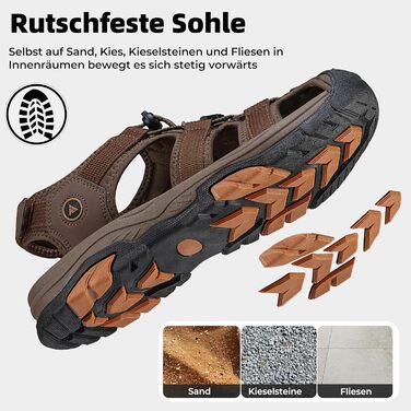 Чоловічі сандалі Mishansha закриті, дихаючі, водонепроникні, протиковзкі для активного відпочинку, розмір 43 EU, коричневі