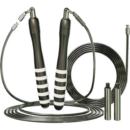 Стрибкове канат MOGOLD зі швидкими пружинами та вагами, змінні 2 мм та 5 мм подвійні канати, система швидкого кріплення для CrossFit, Double Unders, HIIT – регульоване 3–3 м швидке канат для чоловіків/жінок/дітей, чорний