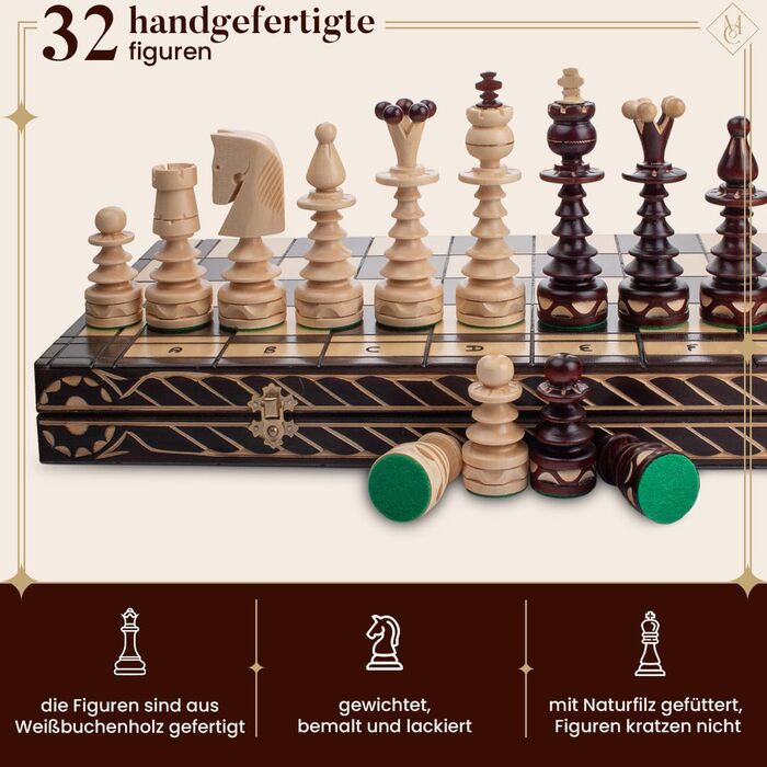 Шахи дерев'яні Master of Chess 'Gentleman' 60 см, великі, складані, ручна робота, для дорослих і дітей