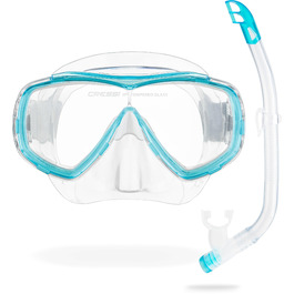 Маска Cressi Estrella Jr для снорклінгу та дайвінгу, прозора/аквамарин + трубка