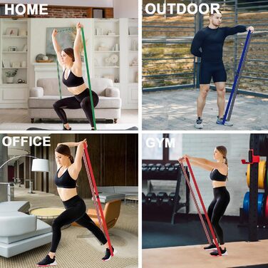 Набір еластичних стрічок для фітнесу, 6 шт. (3 Booty Bands + 3 довгі стрічки), для тренувань всього тіла, рожеві/фіолетові/зелені (зелені, червоні, сині, чорні)