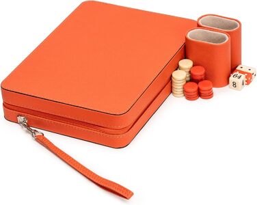 Набір для гри в нарди Yellow Mountain Imports Alanya, міні-версія 22,9 см, магнітні фішки, класична стратегічна гра в дорожньому шкіряному футлярі