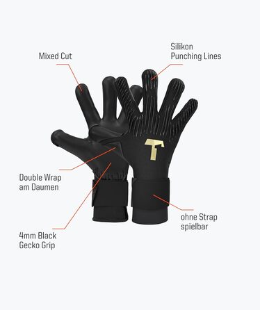 Воротарські рукавиці T1TAN Profi Rebel 2.0 Black-Out, чоловічі/юніорські, розміри 6-11, професійні, для футболу