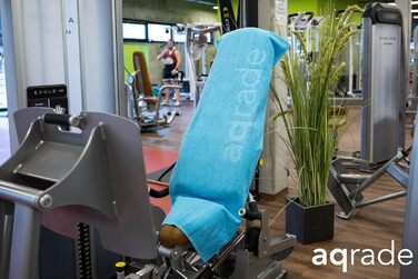 Спортивне рушник для фітнесу AQGRADE з фіксацією 120x50 см, бавовна XL (Світло-блакитний)