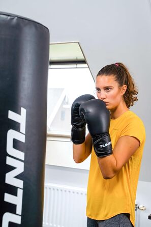Боксерські рукавички Tunturi Allround 10oz для тренувань на мішку, різних єдиноборств і спарингу, жорсткий PU, чорні/білі