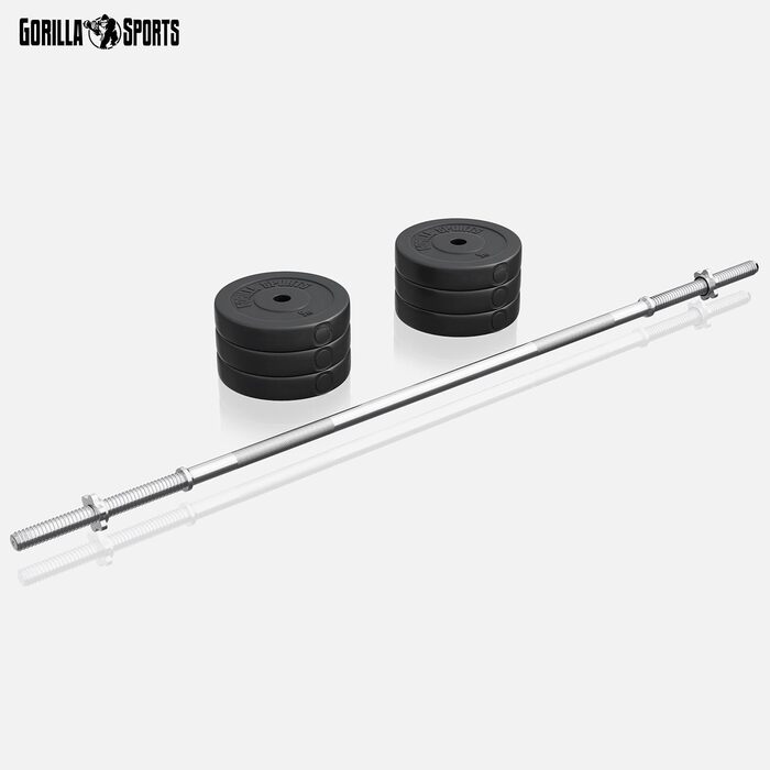 GORILLA SPORTS® Лава для жиму з гантелями 40 кг, 170 см штанга, тренажер для ніг, батерфляй, станція для віджимань, стійка для біцепса, фітнес-станція, силова станція з довгою штангою, чорна