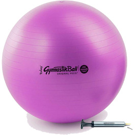 Фітбол Tonkey PEZZI Ball 75 см, фіолетовий, з насосом, гімнастичний м'яч для фітнесу та йоги