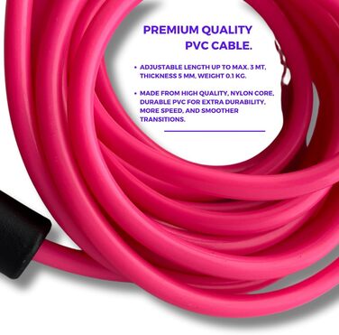 Стрибкове канат для боксерів - професійний спортивний канат Elevate - регульований канат для швидкого стрибкування - скакалка для боксерів та бойових мистецтв - для занять в приміщенні та на вулиці - фітнес-канат (рожевий/чорний)