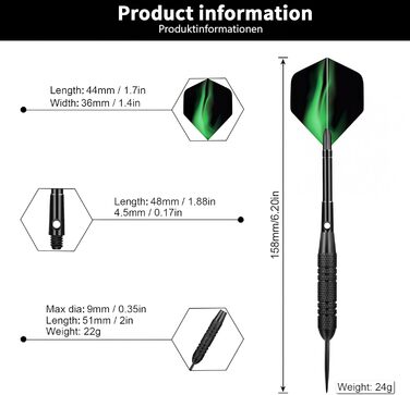 Набір сталевих дротиків Profi Steel 12 шт (24г) з металевими наконечниками та латунними стеблами + 24 пір'я, 20 ущільнювальних кілець, запасні стебла | Для бару, тренувань та турнірів